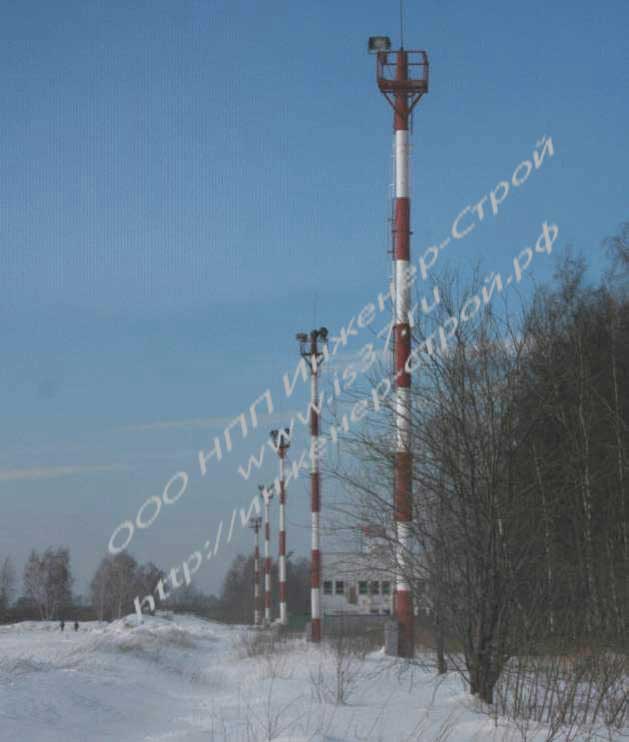 Обследование строительных конструкций шести железобетонных осветительных мачт высотой 20 м, расположенных на территории Международного аэропорта Иваново